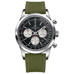 Used Breitling Transocean Chronograph Stainless Steel, Military Strap Men's Watch