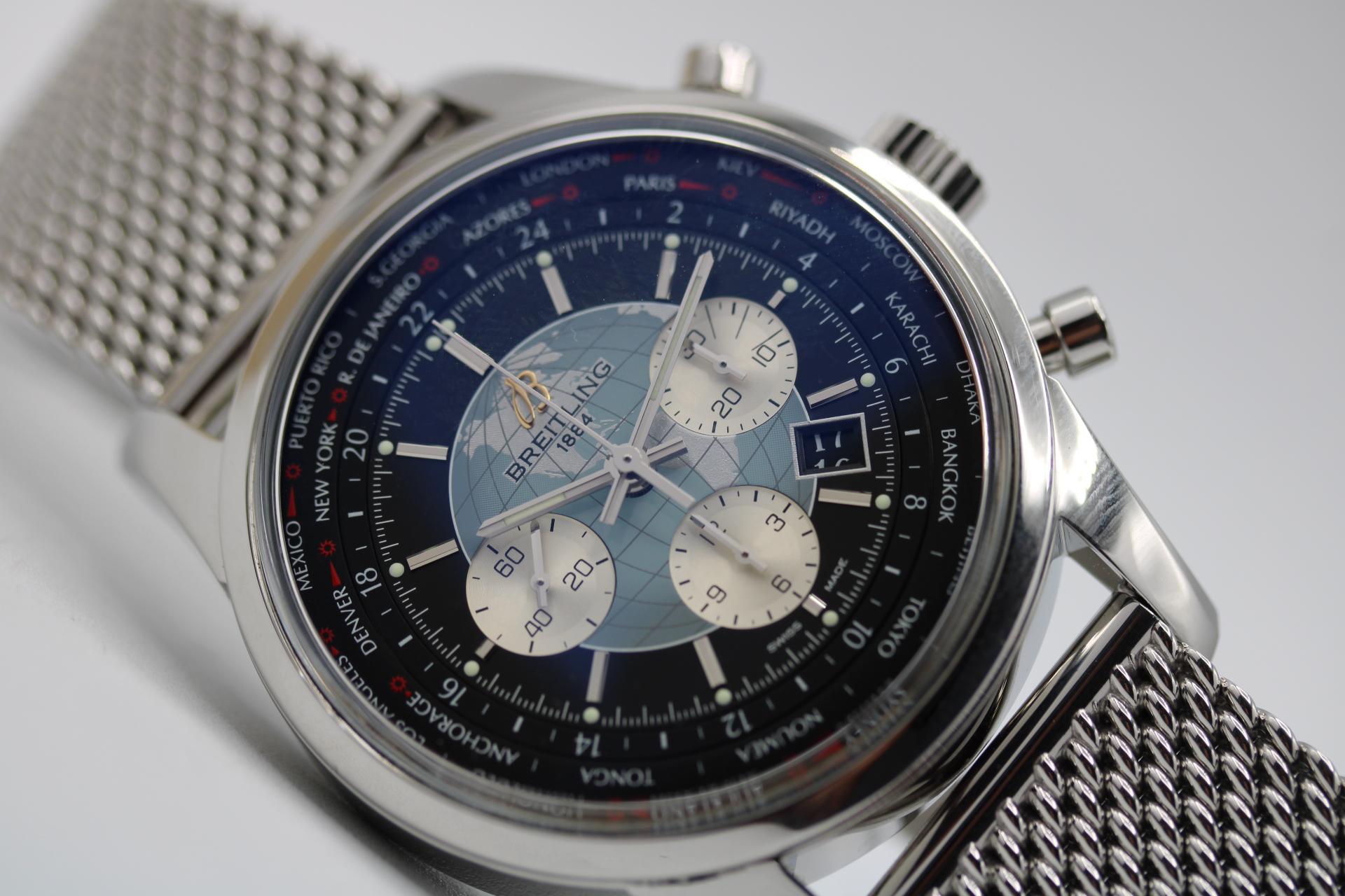 Breitling Transocean Chronograph Unitime AB0510U4/BB62 Weltzeit Box & Papiere im Angebot 7