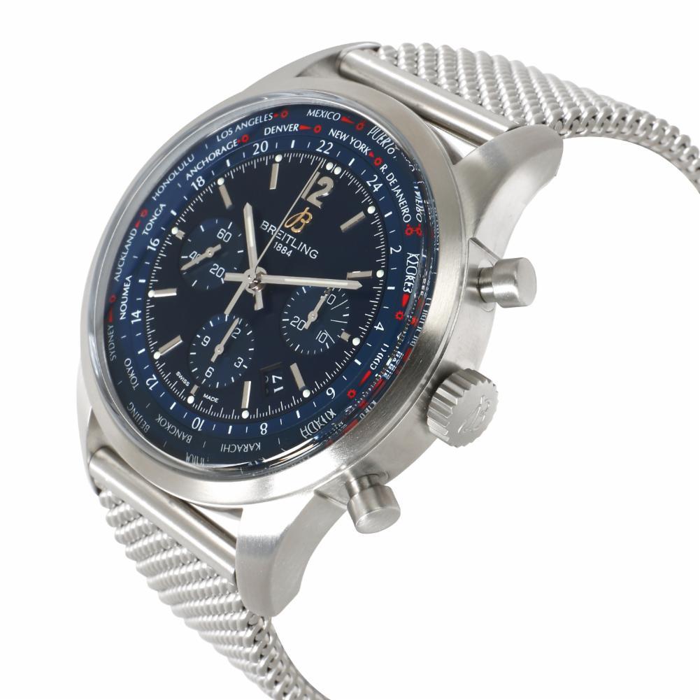 Modern Breitling Transocean Chronograph Unitime AB0510U9/C879 Men's Watch in Stainless For Sale