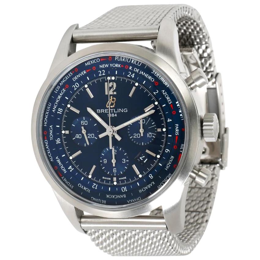 Breitling Transocean Chronograph Unitime AB0510U9/C879 Men's Watch in Stainless For Sale