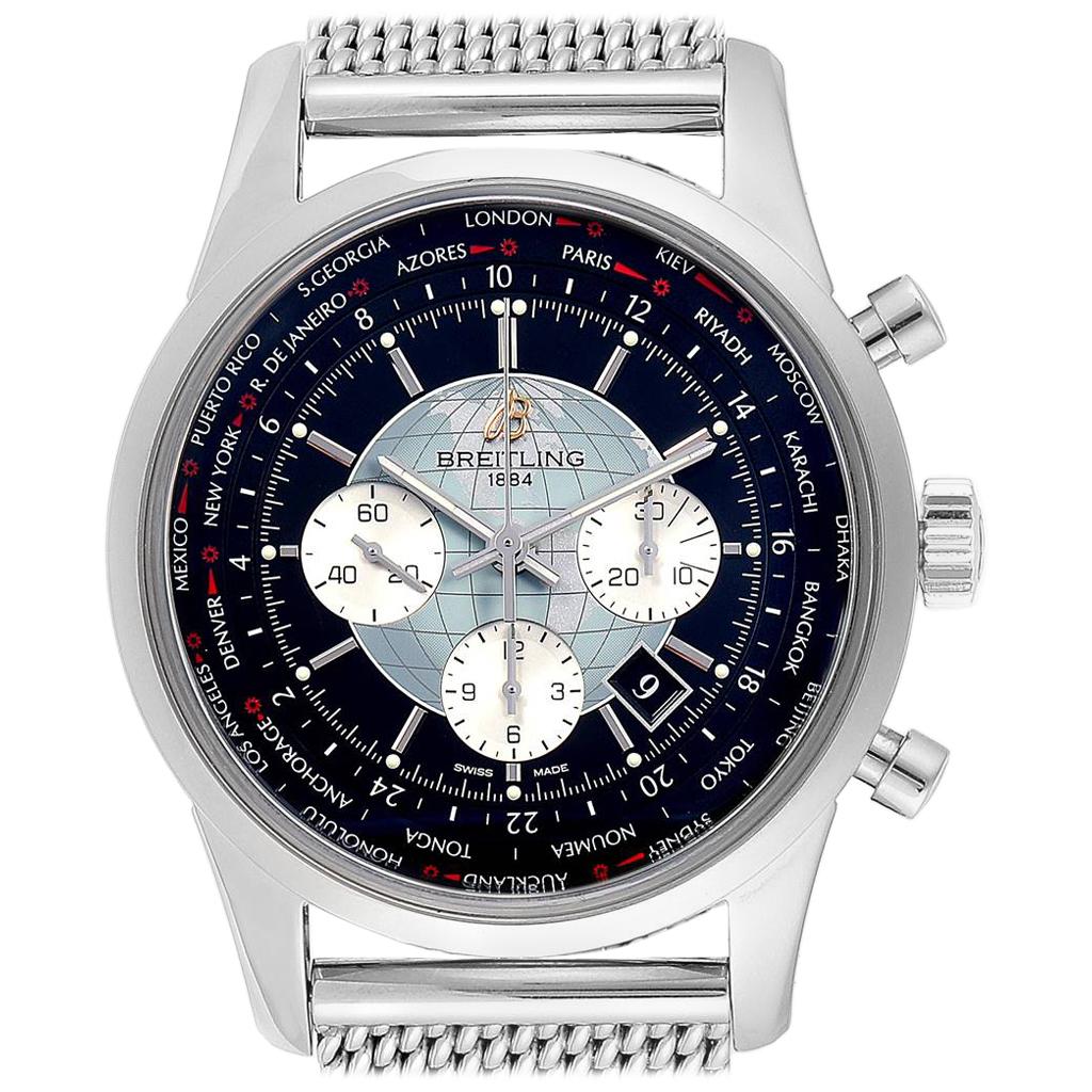 Breitling Transocean Chronograph Unitime Men's Watch AB0510 Box Papers