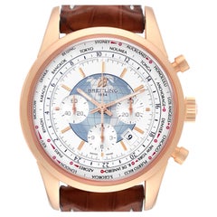 Used Breitling Transocean Chronograph Unitime Rose Gold Mens Watch RB0510