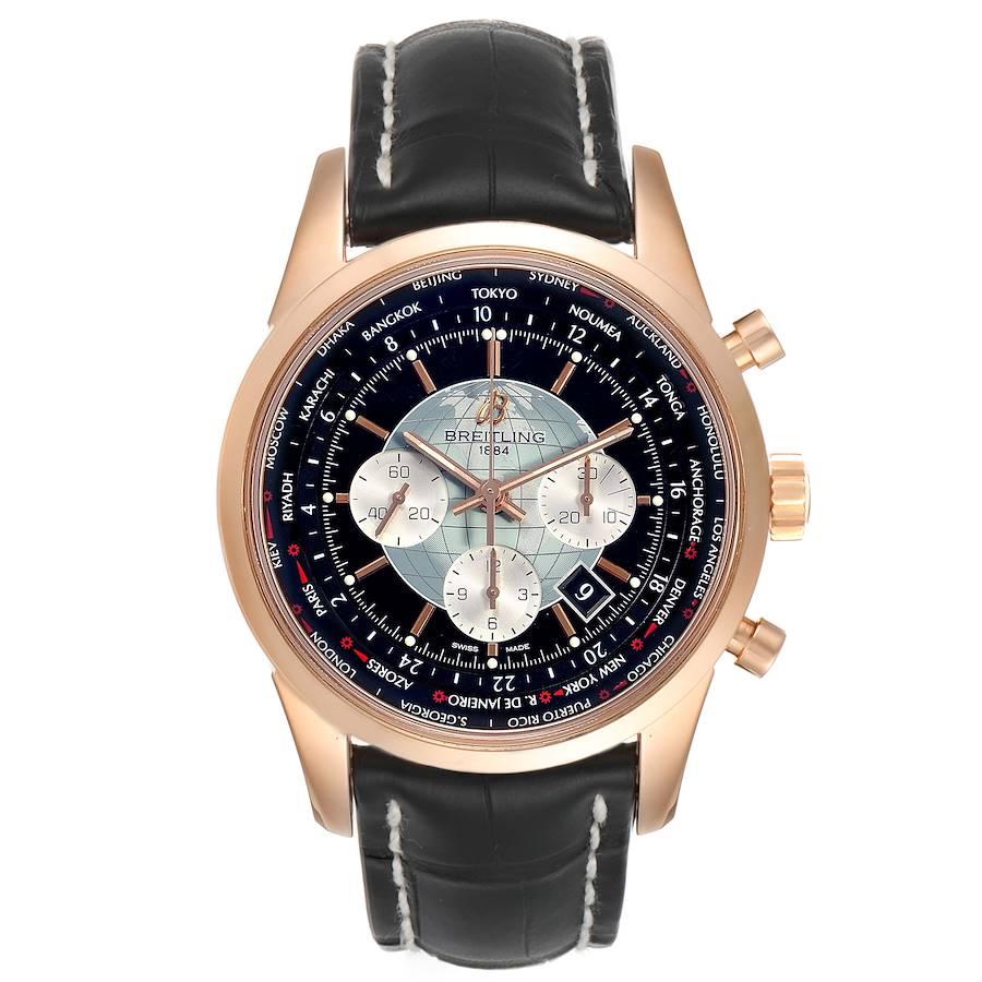 Breitling Transocean Chronograph Unitime Rose Gold Watch RB0510 Box Papiere. Automatisches Chronographenwerk mit Automatikaufzug. Gehäuse aus 18 Karat Roségold mit einem Durchmesser von 46 mm. Lünette aus 18 Karat Roségold. Kratzfestes Saphirglas.