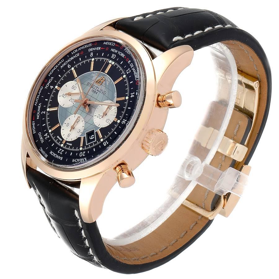 Breitling Transocean Chronograph Unitime Roségold Uhr RB0510 Box Papiere im Zustand „Hervorragend“ im Angebot in Atlanta, GA