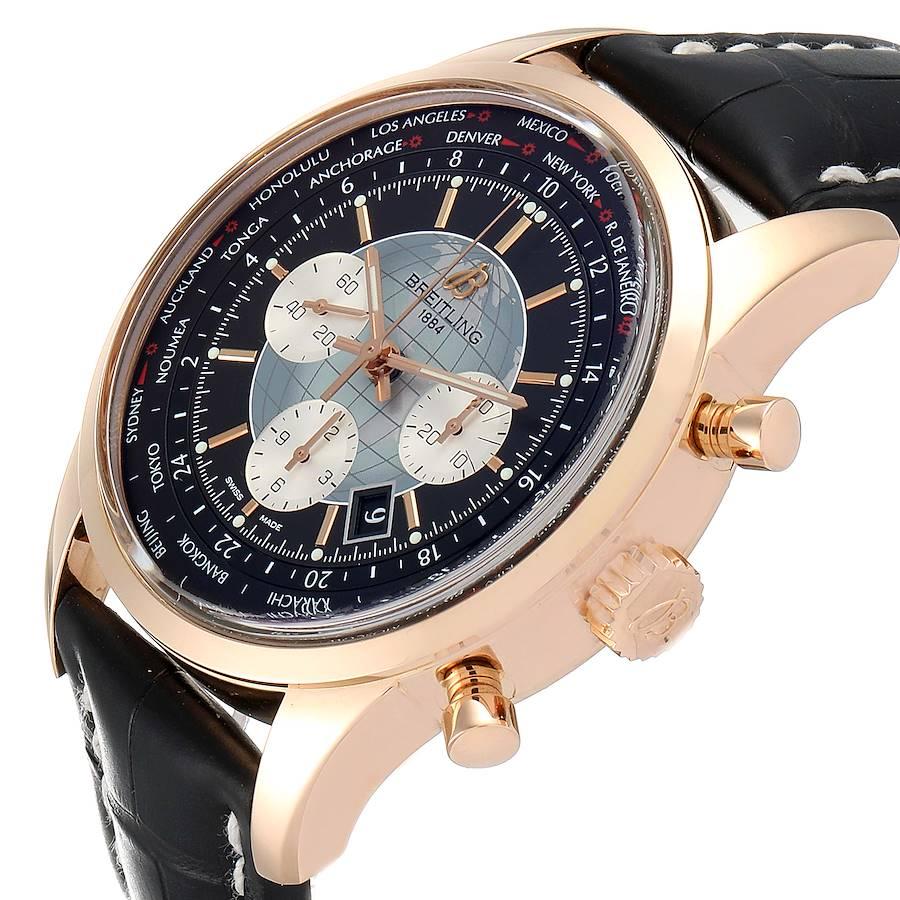 Breitling Transocean Chronograph Unitime Roségold Uhr RB0510 Box Papiere Herren im Angebot