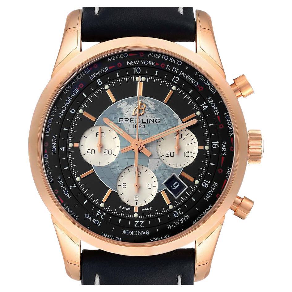 Breitling Transocean Chronograph Unitime Rose Gold Watch RB0510 Unworn