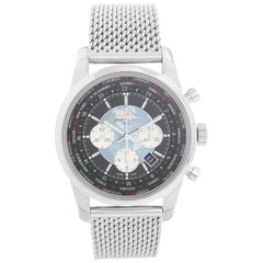 Used Breitling Transocean Chronograph Unitime Stainless Steel Watch AB0510U4.BB62.152