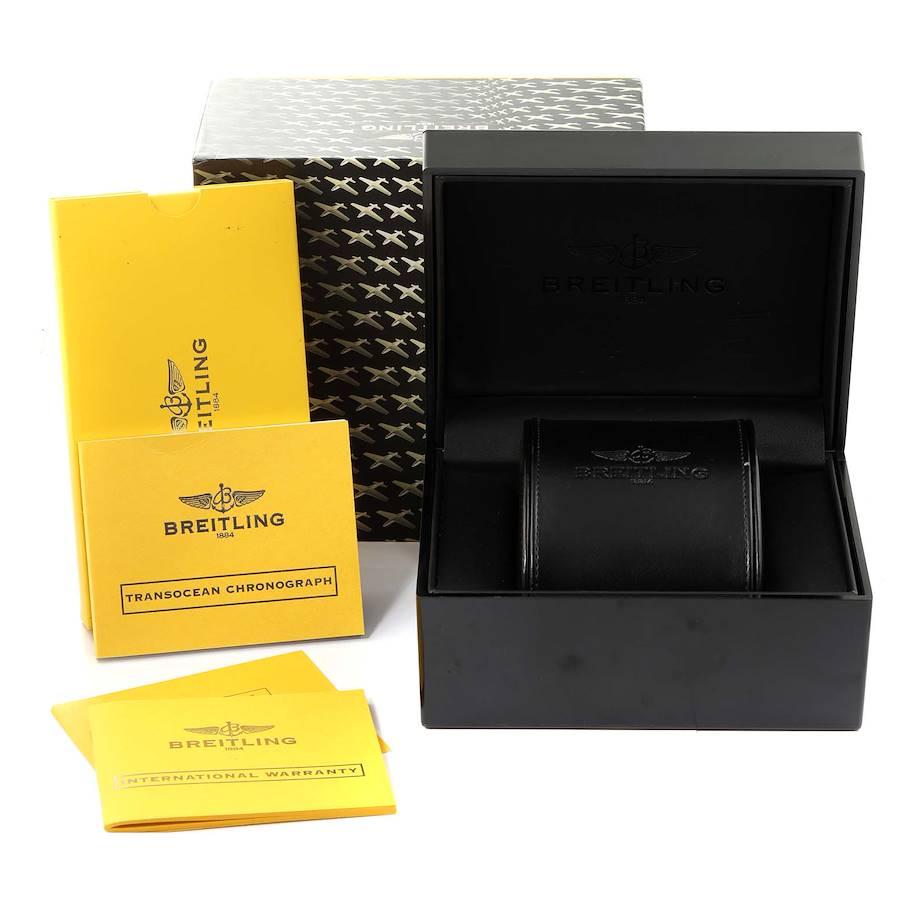 Breitling Transocean Leather Strap Steel Mens Watch AB0152 Box Papers For Sale 2