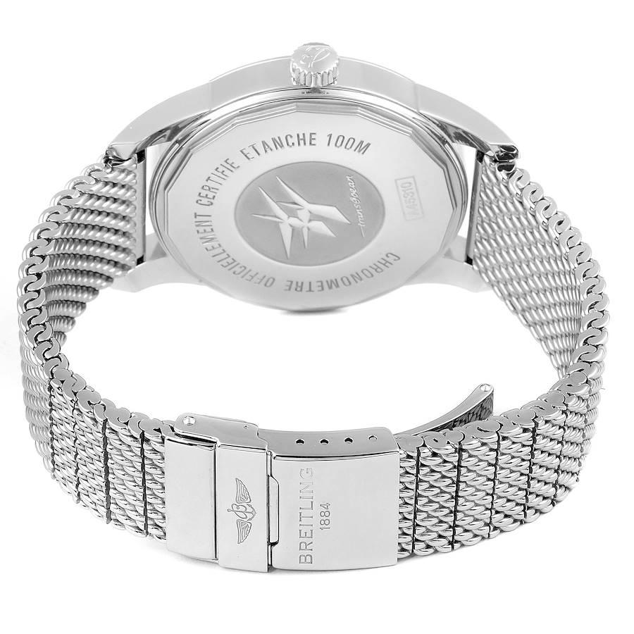 Breitling Transocean Silver Dial Mesh Bracelet Steel Men's Watch A45310 For Sale 5
