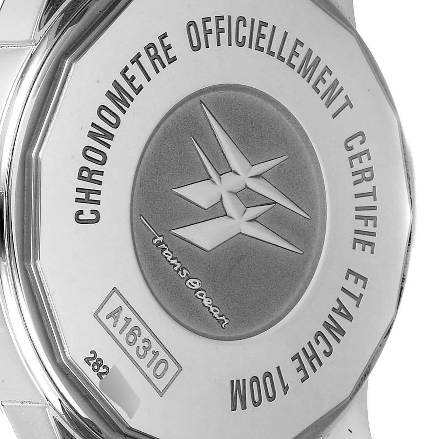 Breitling Transocean Steel MOP Dial Diamond Unisex Watch A16310 Unworn In Excellent Condition In Atlanta, GA
