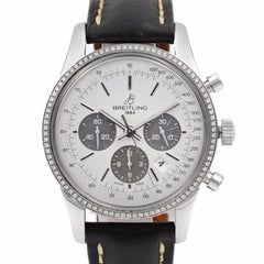 Breitling Transocean Steel Silver Dial Diamond Bezel Men Watch AB015253/G724