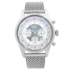 Breitling Transocean Unitime Chrono Steel White Dial Watch AB0510U0-A732-152A