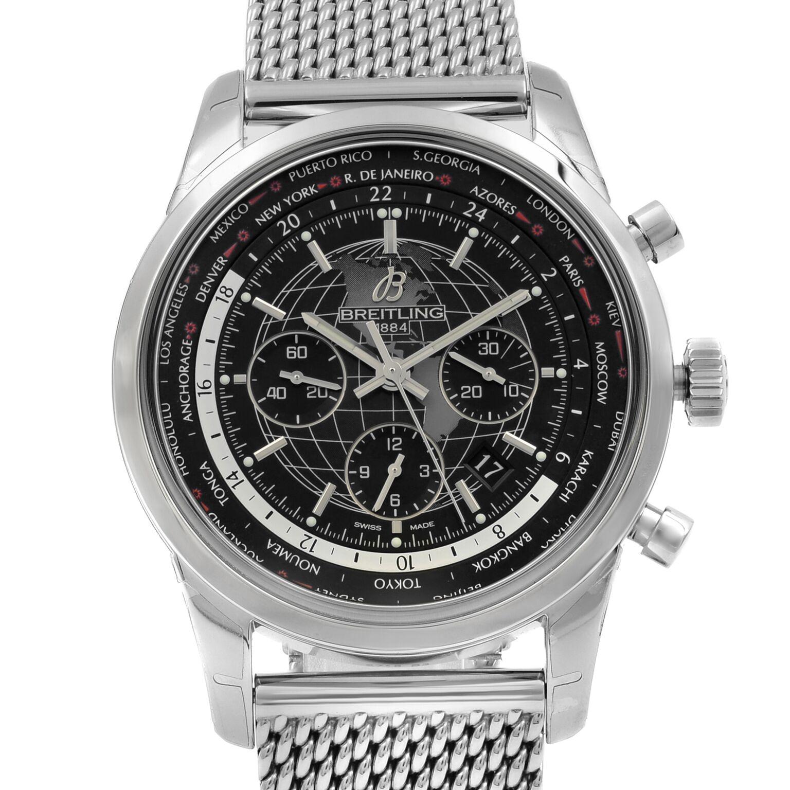 This display model Breitling Transocean  AB0510U4/BE84 is a beautiful men's timepiece that is powered by a mechanical (automatic) movement which is cased in a stainless steel case. It has a round shape face,  dial, and has hand sticks style markers.