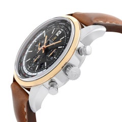 Breitling Transocean Unitime Pilot Gold Stahl Schwarzes Zifferblatt Herrenuhr UB0510U4/BC26