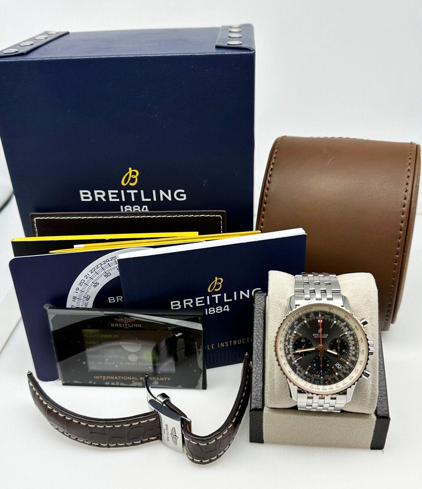 Papier de boîte Breitling UB0121 Navitimer en or rose 18 carats et acier inoxydable, 2018 Excellent état - En vente à San Diego, CA