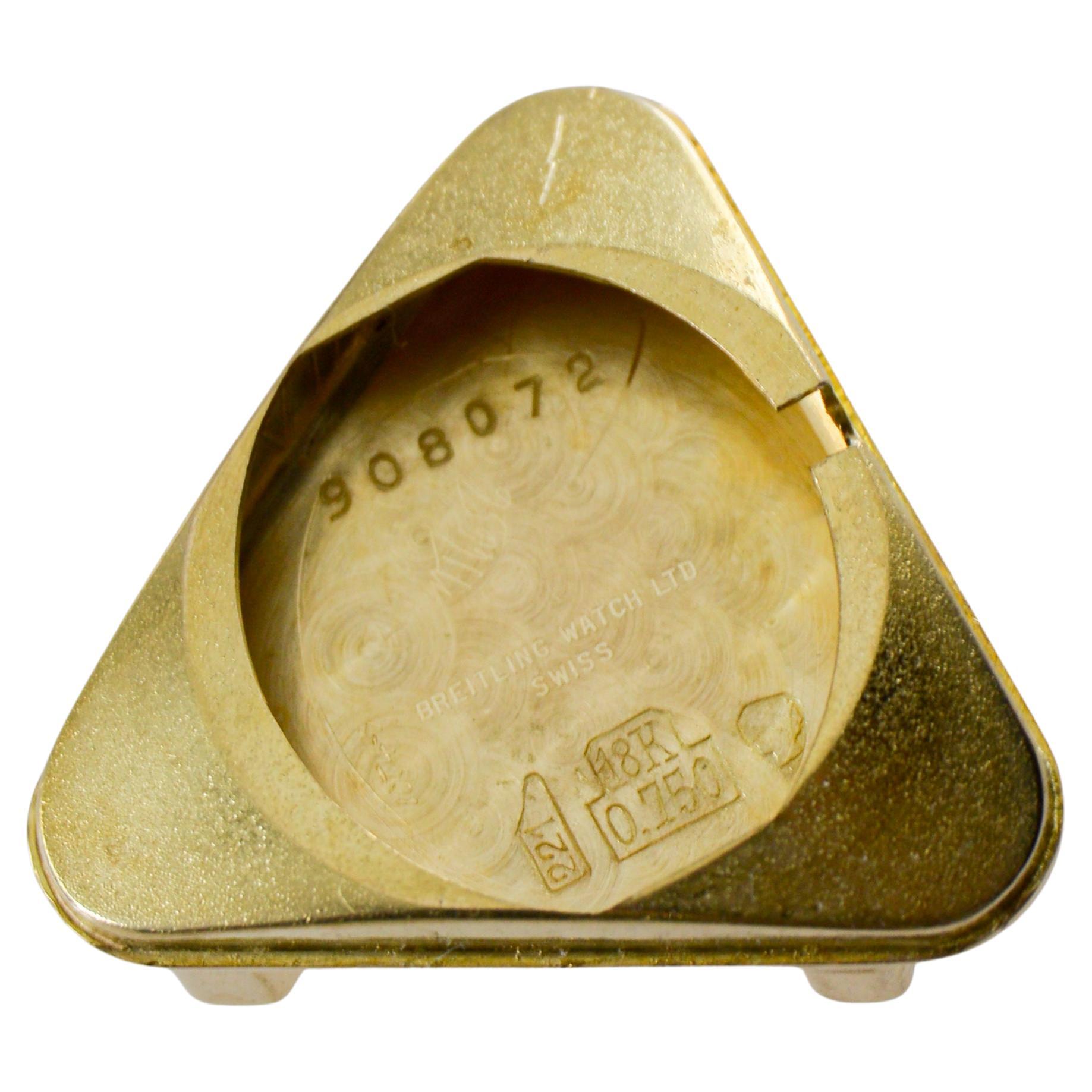 Breitling Very Rare Asymmetrical 18Kt Solid Gold Art Deco Watch 1950's / 1960's im Angebot 7