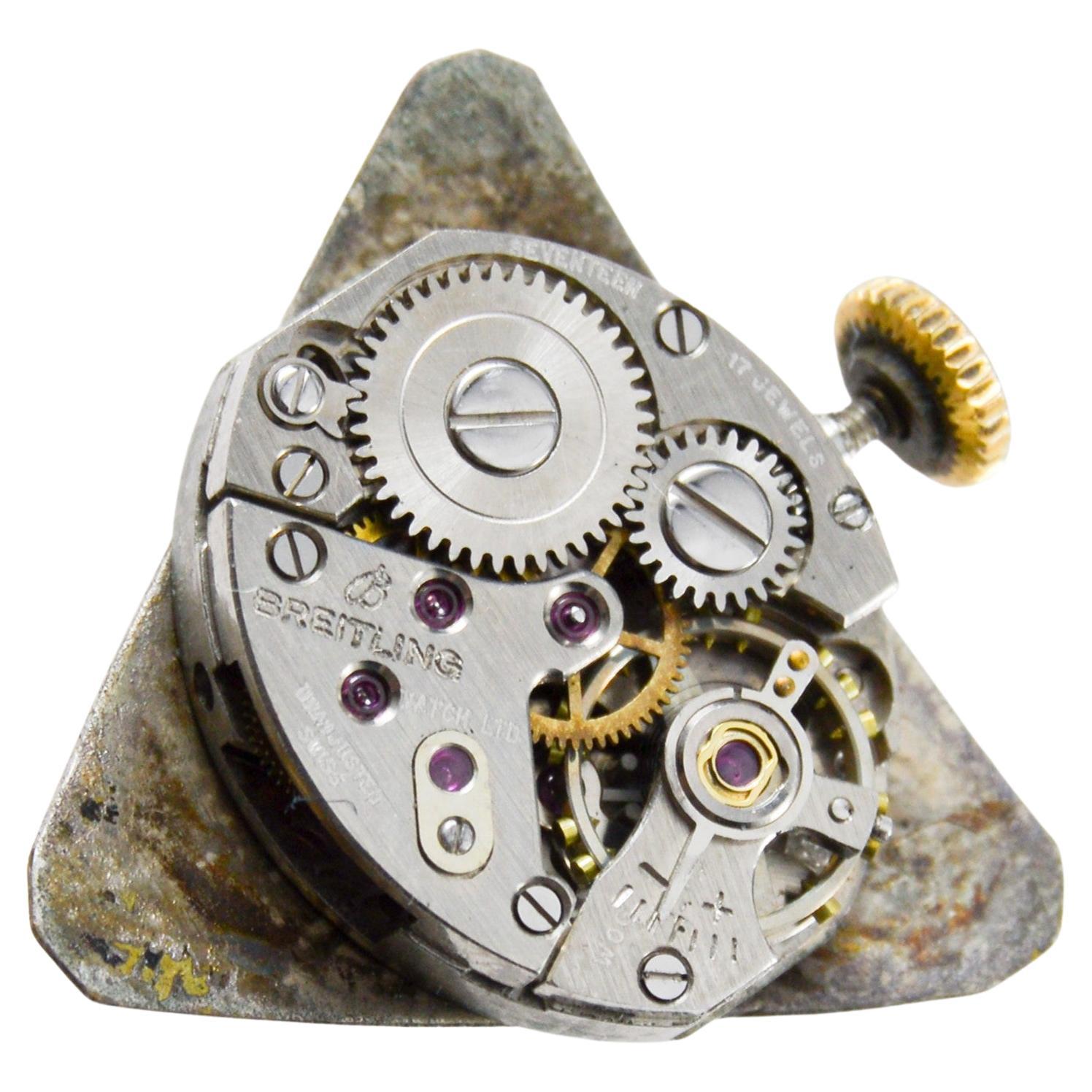 Breitling Very Rare Asymmetrical 18Kt Solid Gold Art Deco Watch 1950's / 1960's im Angebot 8