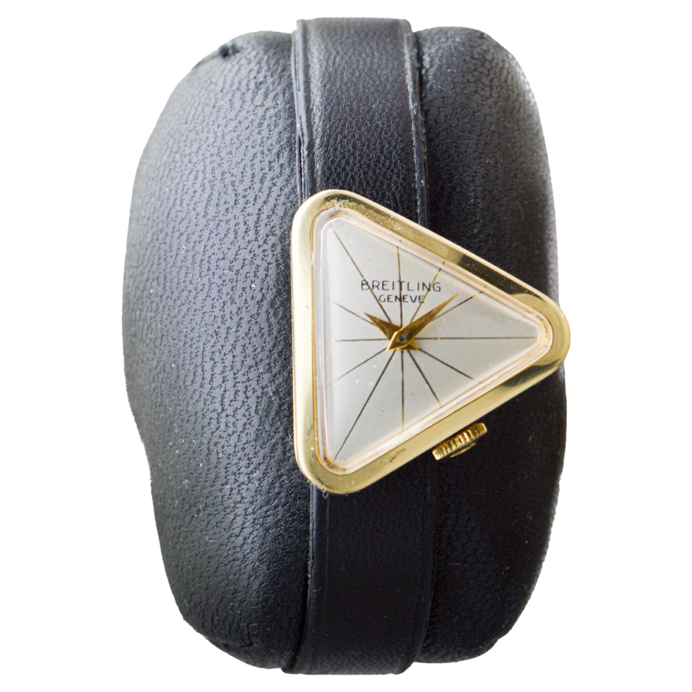 Breitling Very Rare Asymmetrical 18Kt Solid Gold Art Deco Watch 1950
s / 1960
s