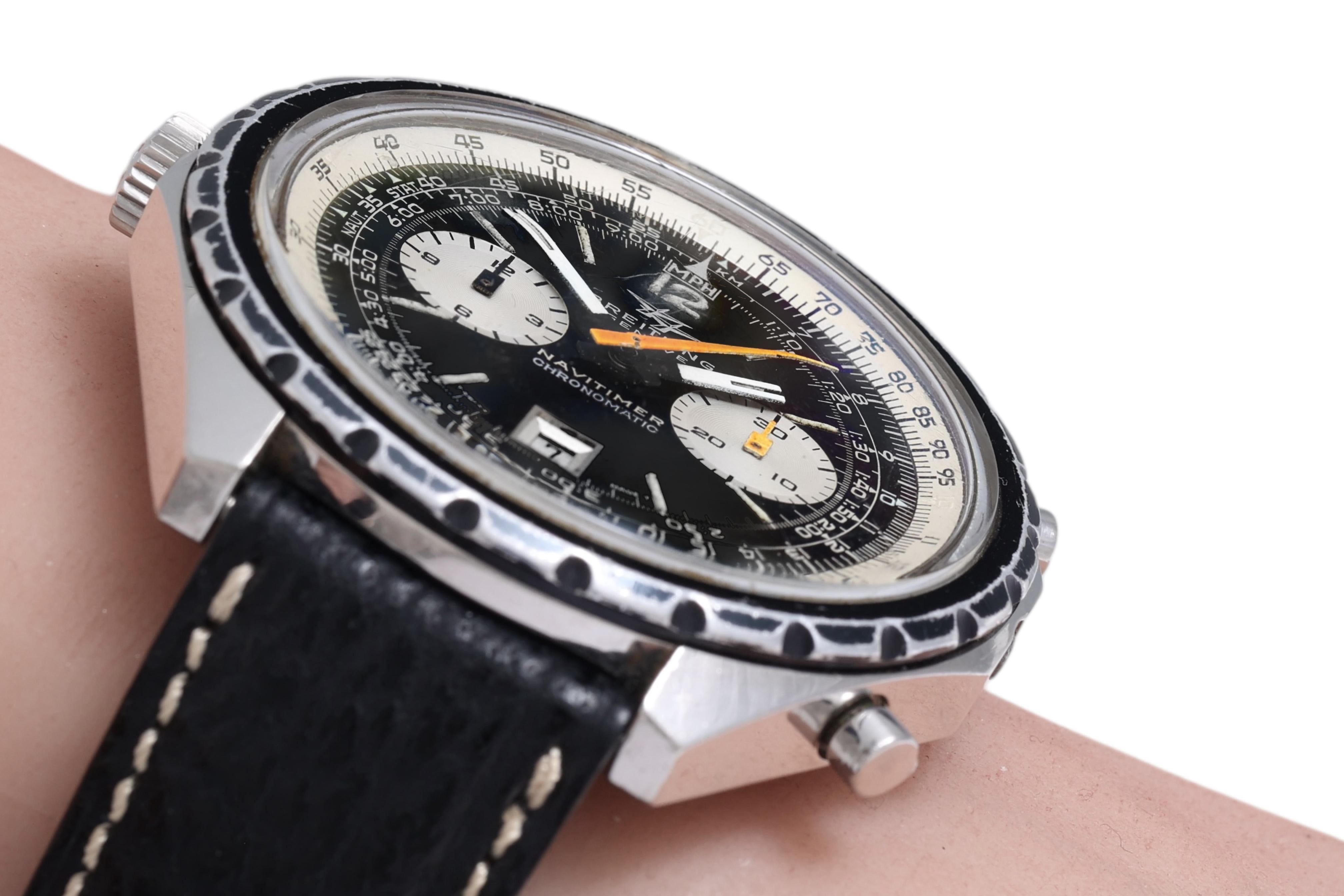 Breitling Vintage Chronograph Pilot Wrist Watch from 1970, Ref 1806, Full Set For Sale 5