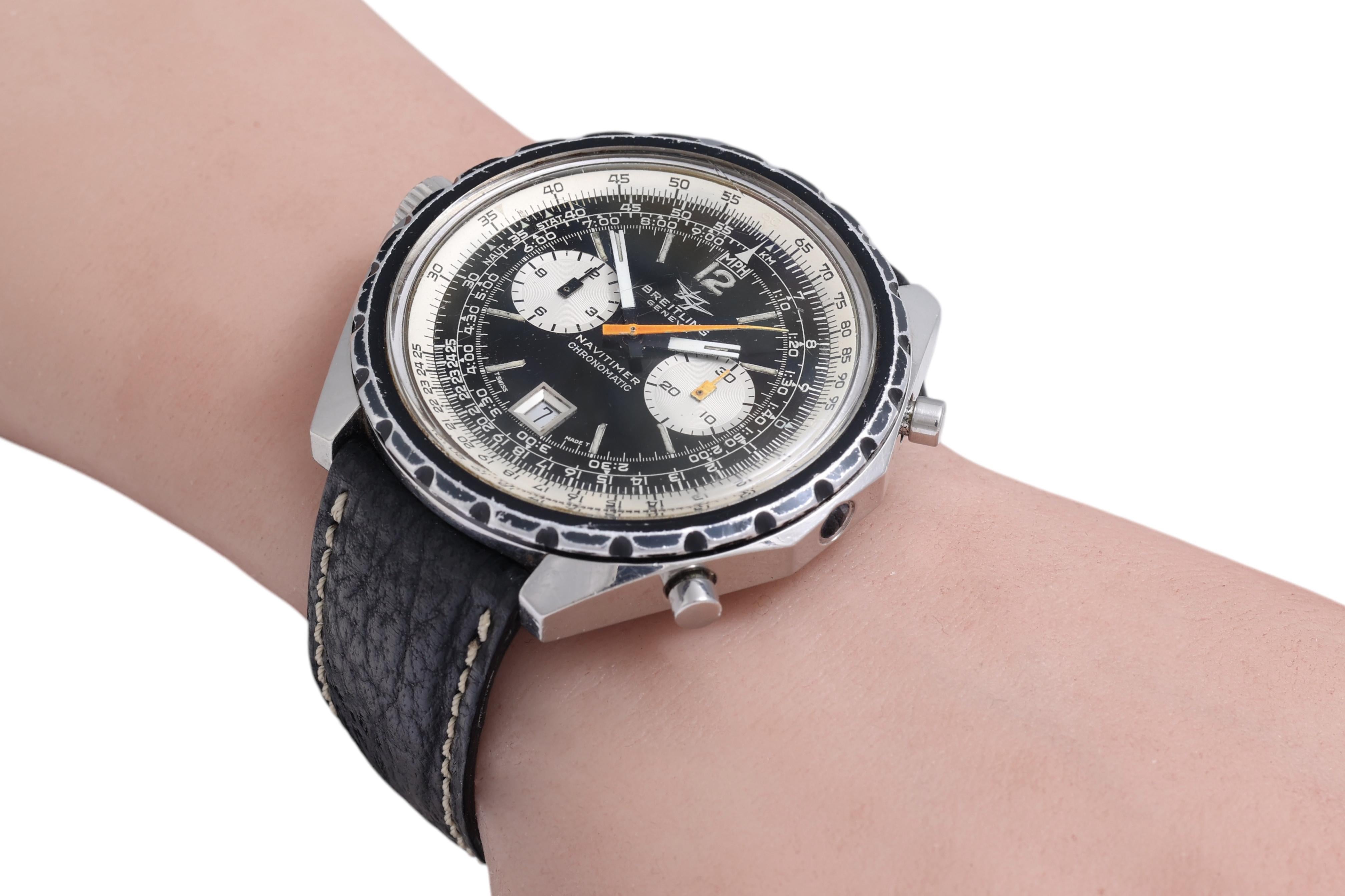 Breitling Vintage Chronograph Pilot Wrist Watch from 1970, Ref 1806, Full Set For Sale 6