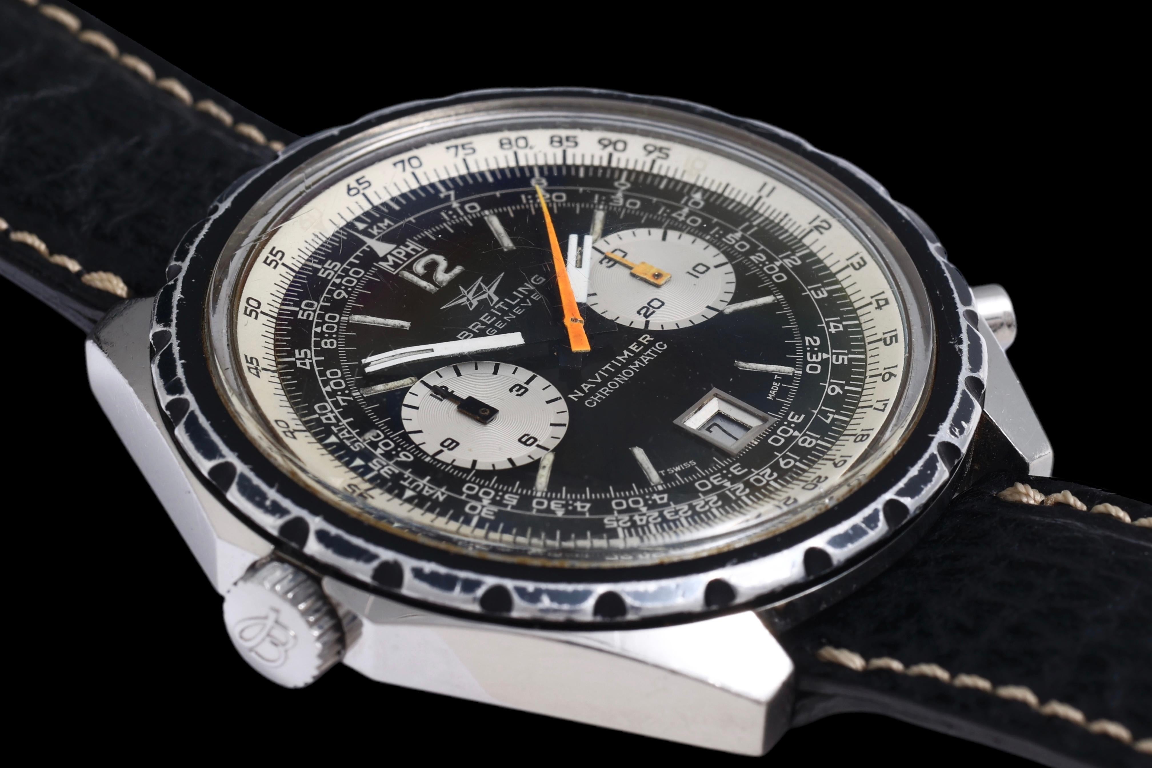 Breitling Vintage Chronograph Pilot Wrist Watch from 1970, Ref 1806, Full Set For Sale 1