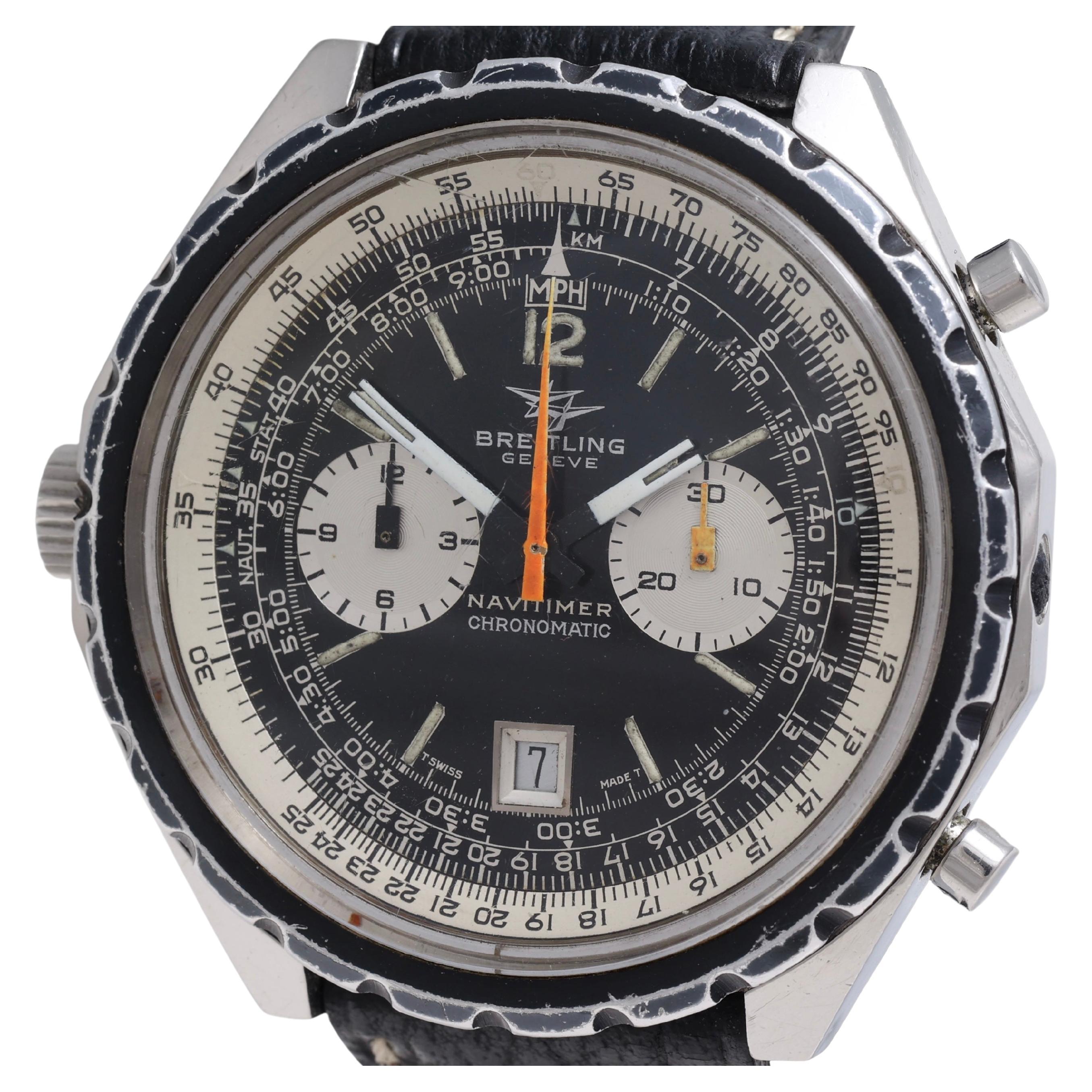 Breitling Vintage Chronograph Pilot Wrist Watch from 1970, Ref 1806, Full Set For Sale