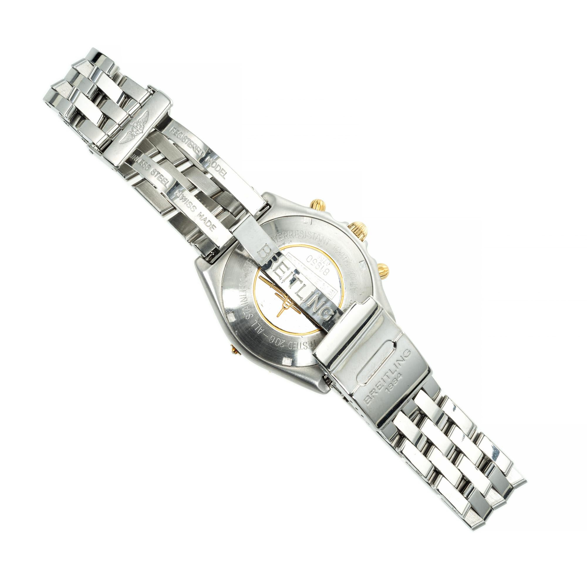 Breitling White Gold Steel Chronograph Wristwatch In Good Condition For Sale In Stamford, CT