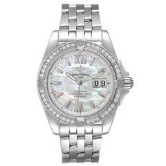 Breitling Windrider Cockpit 41 Steel MOP Diamond Ladies Watch A49350 Papers