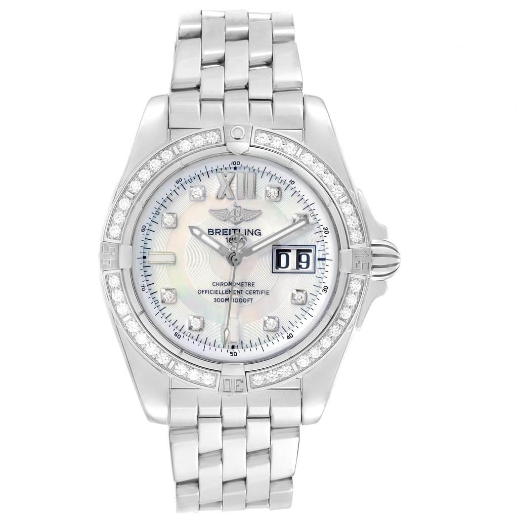 Breitling Windrider Cockpit 41 Stahl-Perlmutt-Diamant-Uhr A49350 im Zustand „Gut“ im Angebot in Atlanta, GA
