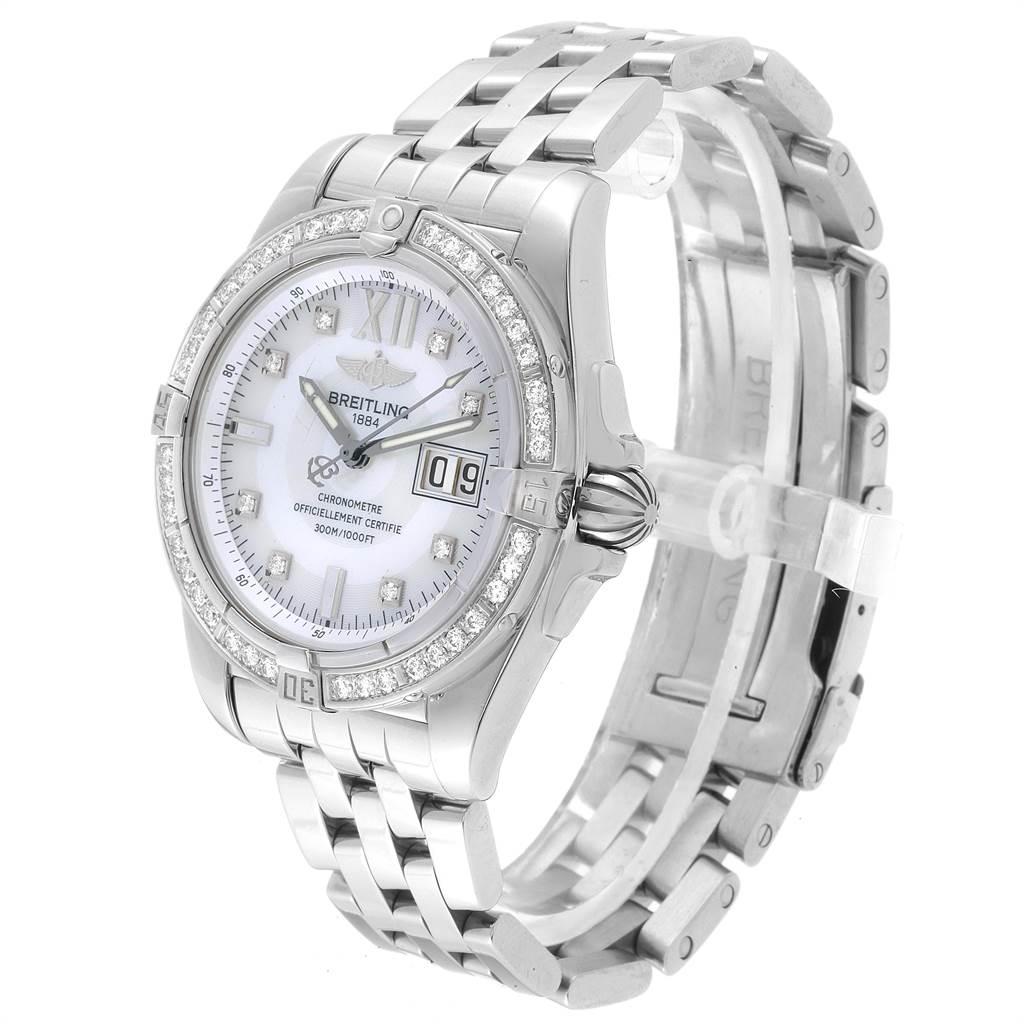 Breitling Windrider Cockpit 41 Stahl-Perlmutt-Diamant-Uhr A49350 Herren im Angebot