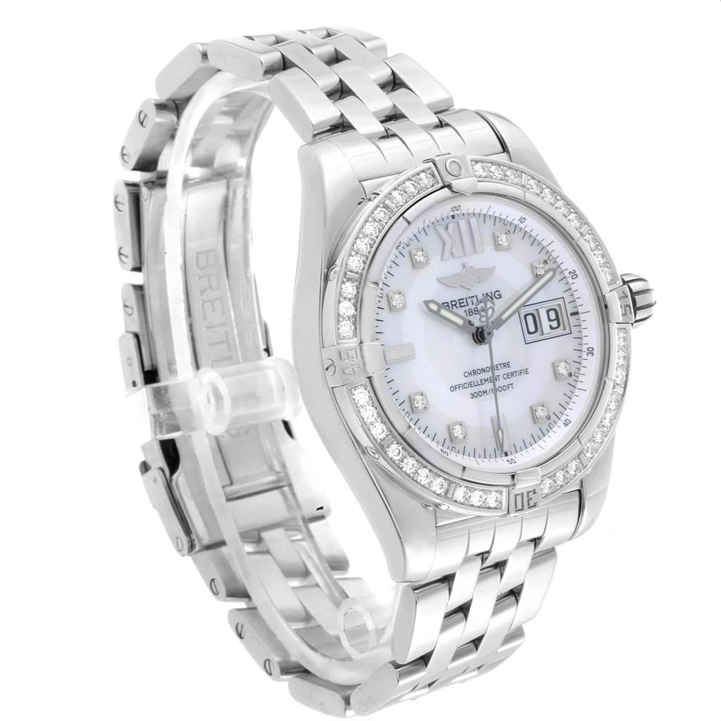 Breitling Windrider Cockpit 41 Stahl-Perlmutt-Diamant-Uhr A49350 im Angebot 1
