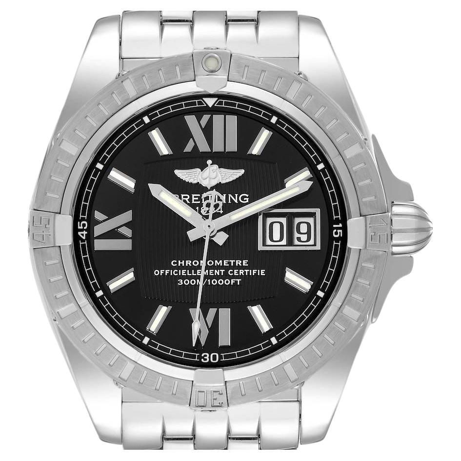 Breitling Windrider Cockpit Black Dial Steel Mens Watch A49350 For Sale