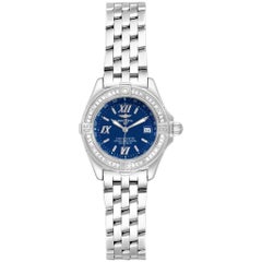 Breitling Windrider Cockpit blaues Zifferblatt Diamant Damenuhr A67365