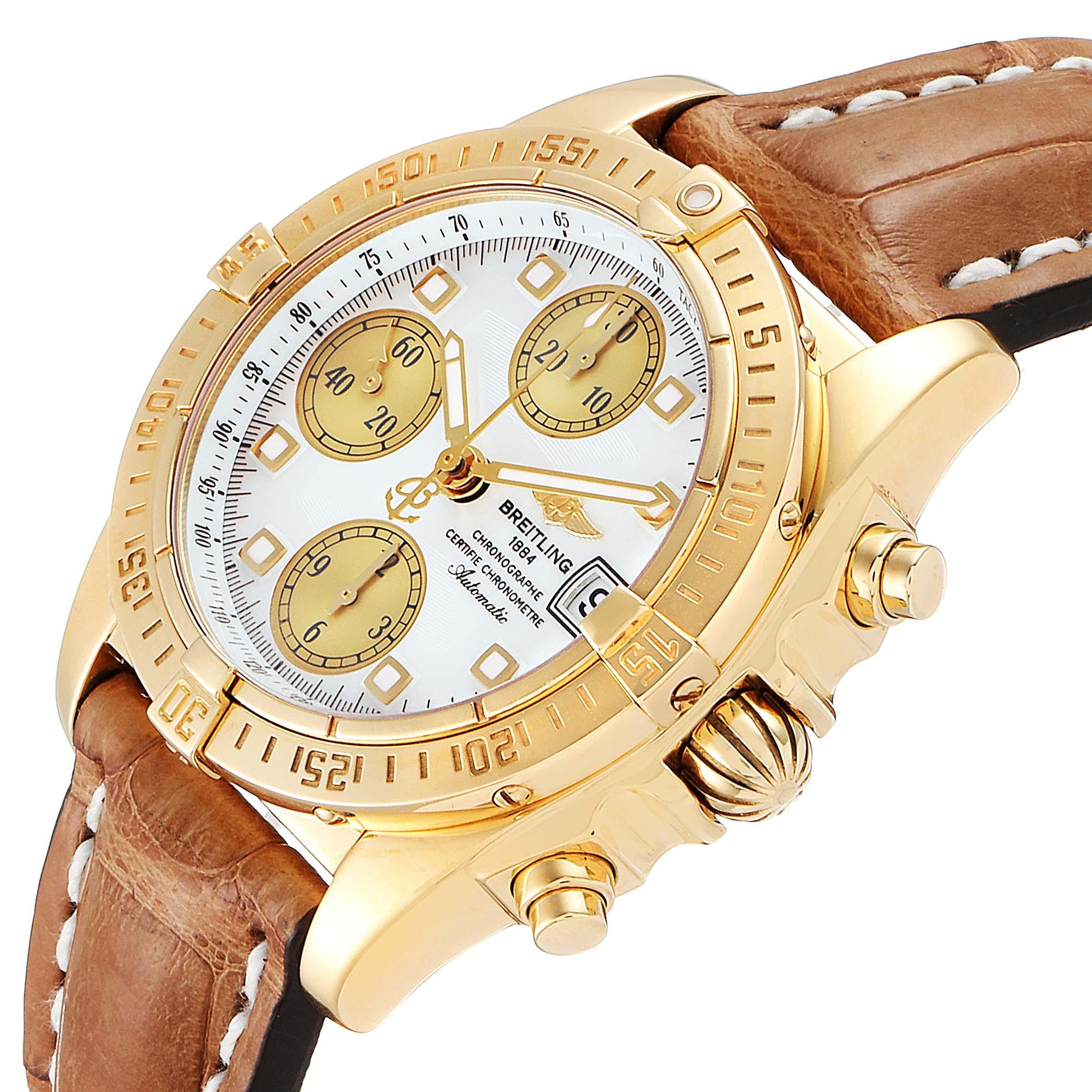 Breitling Windrider Cockpit Gelbgold MOP Zifferblatt Herrenuhr K13358 Box Papiere im Angebot 3