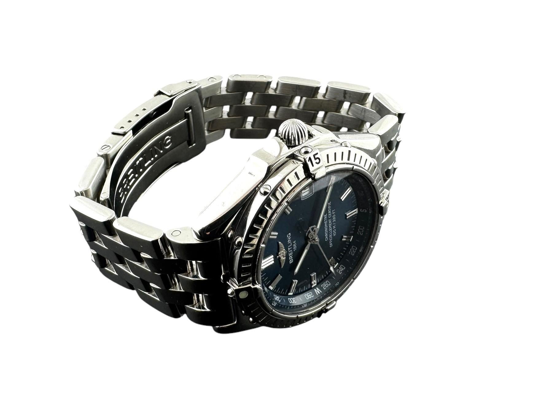 Women's Breitling Windrider Wings Watch Blue Dial 38mm Stainless Steel #21372 For Sale