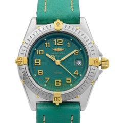 Breitling Wings Stainless Steel Gold Green Dial Quartz Ladies Watch B67050