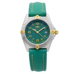 Breitling Wings Stainless Steel Gold Green Dial Quartz Ladies Watch B67050