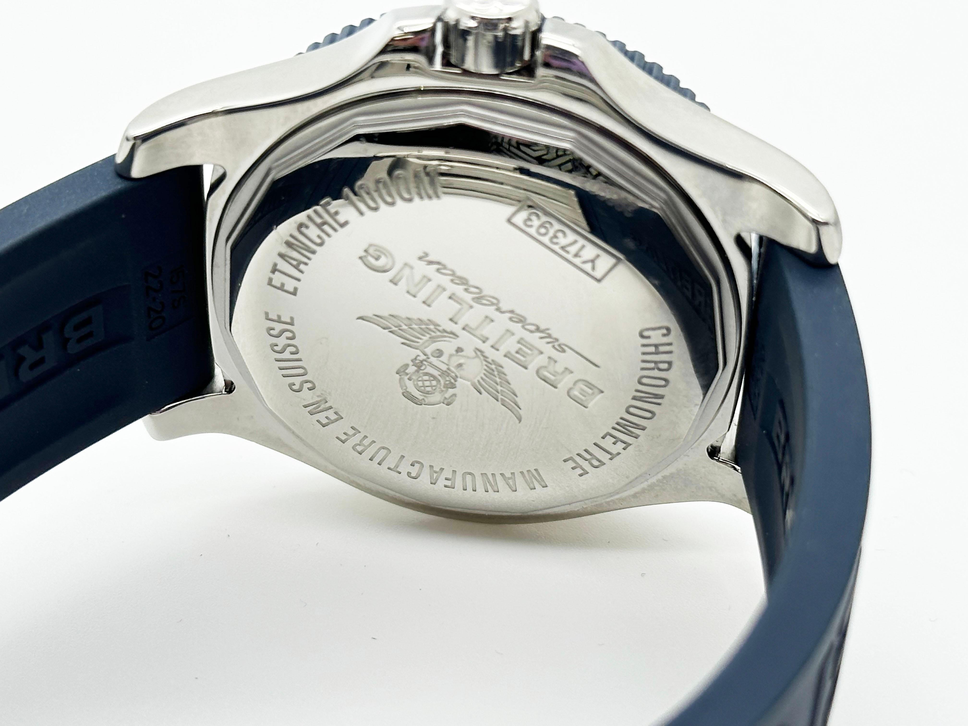Breitling Y17393 Superaocean 44 Special Blue Stainless Steel Rubber Strap In Excellent Condition In San Diego, CA