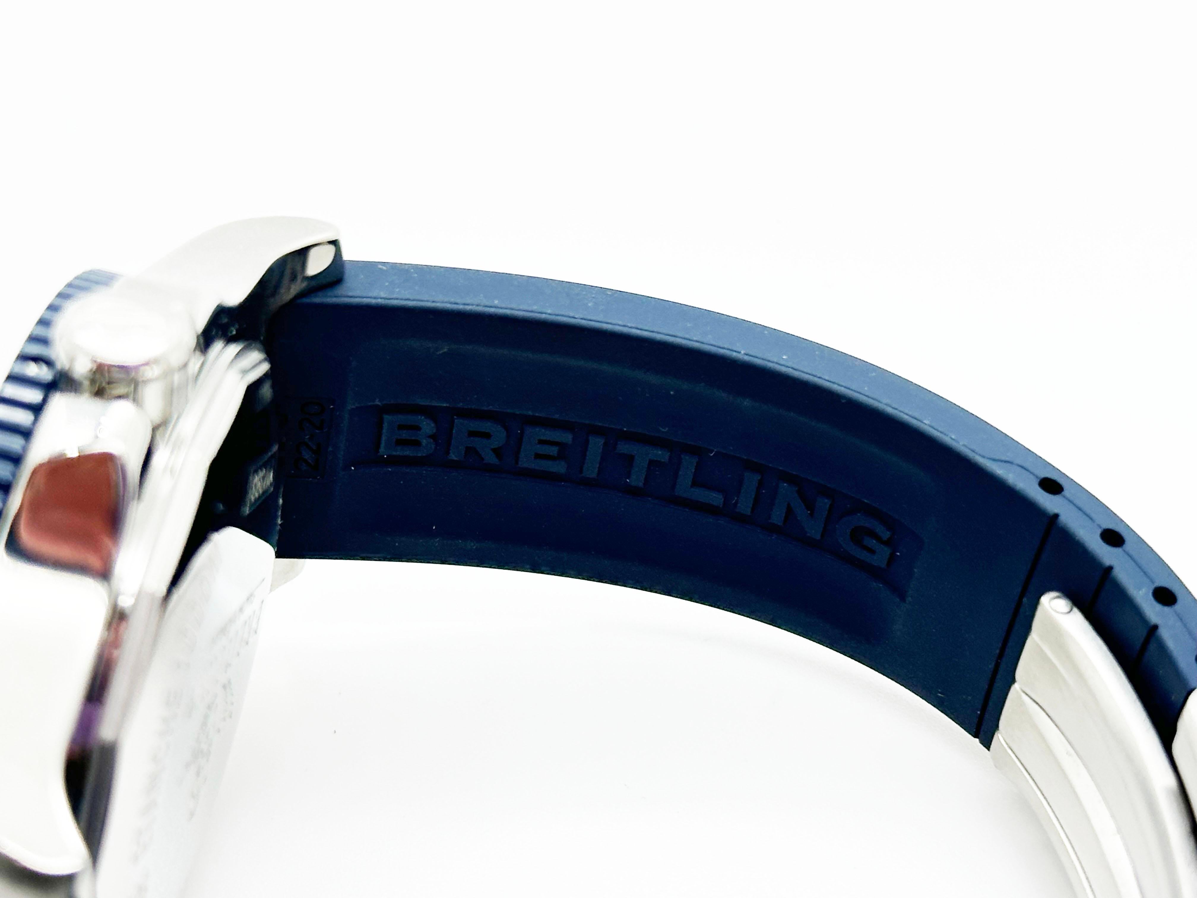 Men's Breitling Y17393 Superaocean 44 Special Blue Stainless Steel Rubber Strap
