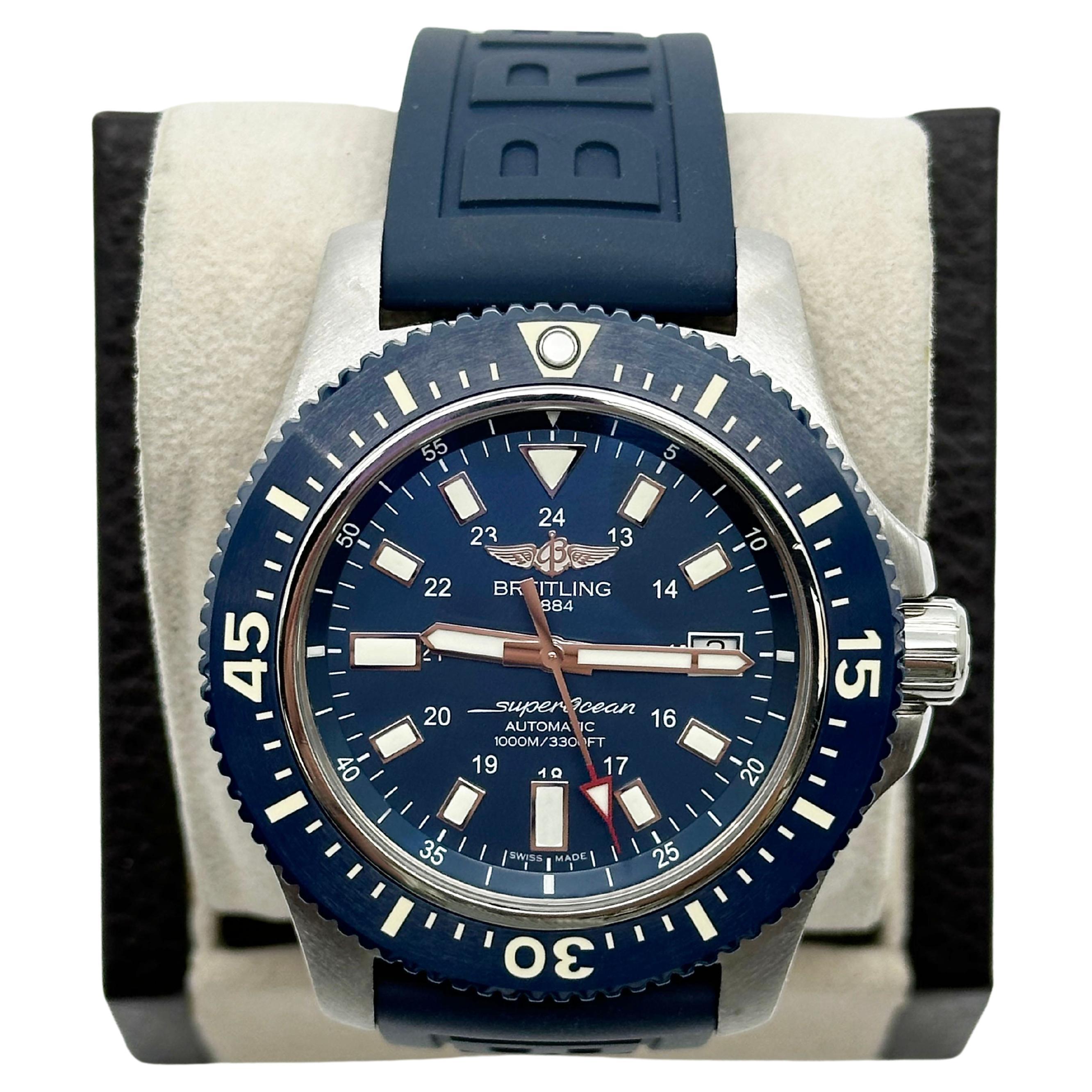 Breitling Y17393 Superaocean 44 Special Blue Stainless Steel Rubber Strap