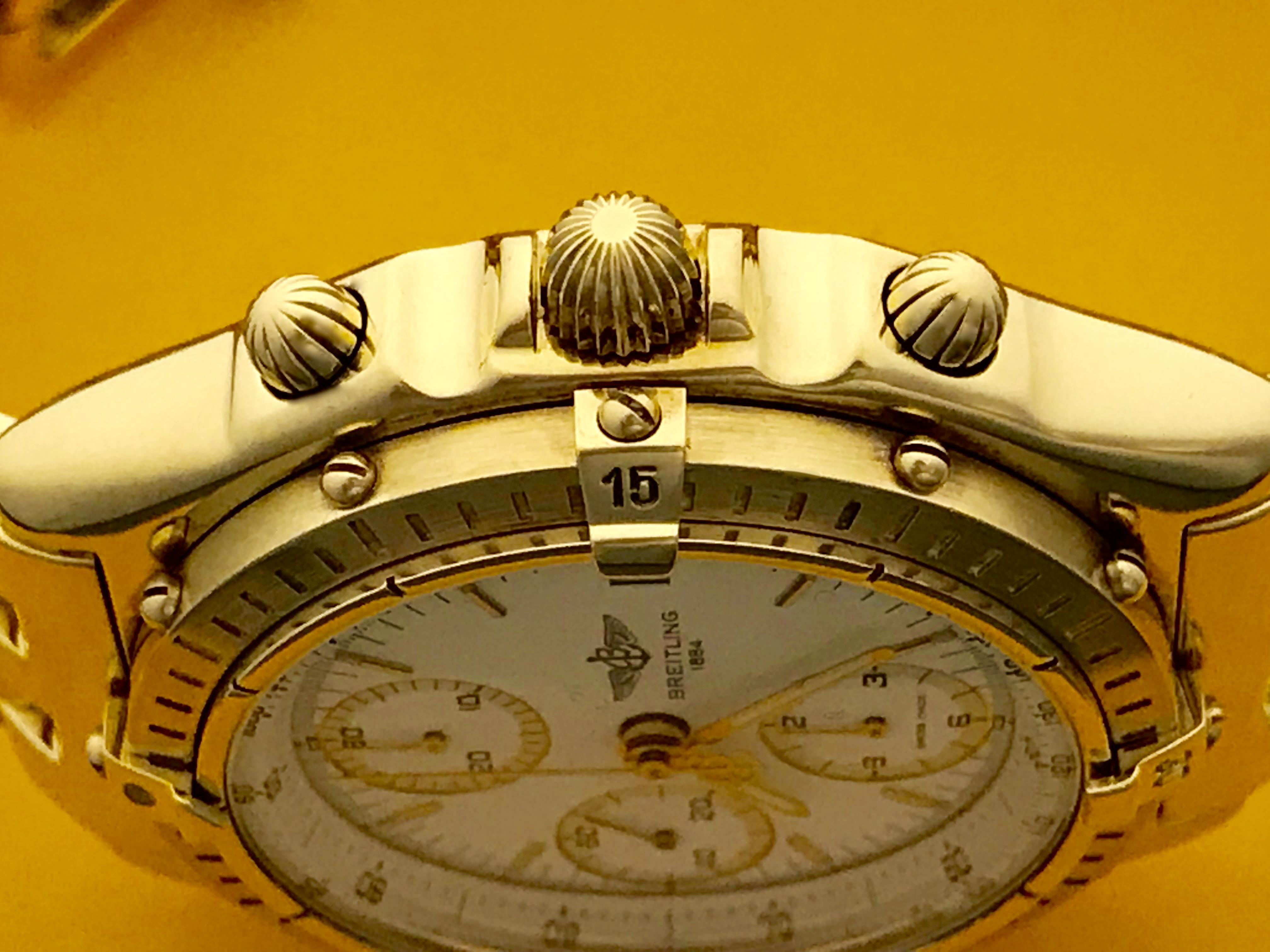 Contemporary Breitling Yellow Gold Chronomat Automatic Wristwatch Ref K13047X