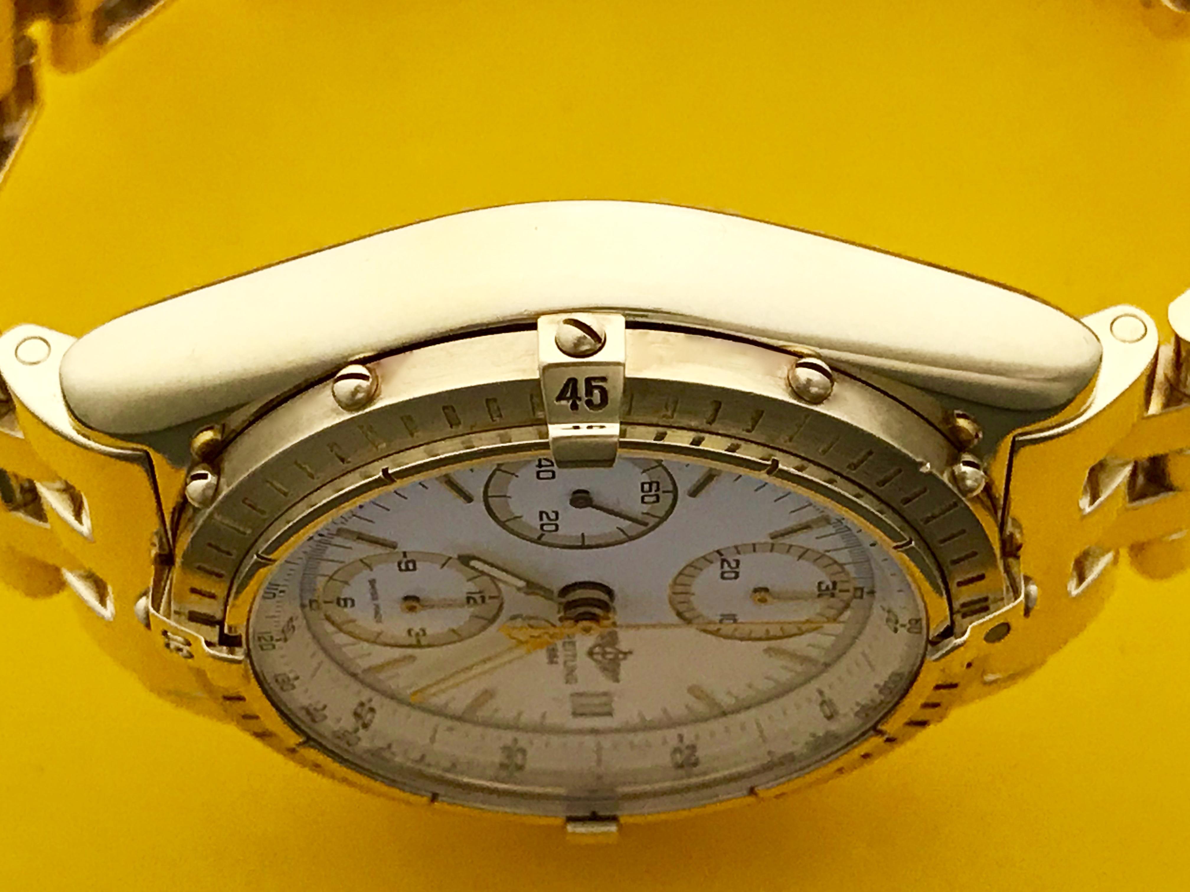 Breitling Yellow Gold Chronomat Automatic Wristwatch Ref K13047X In New Condition In Dallas, TX