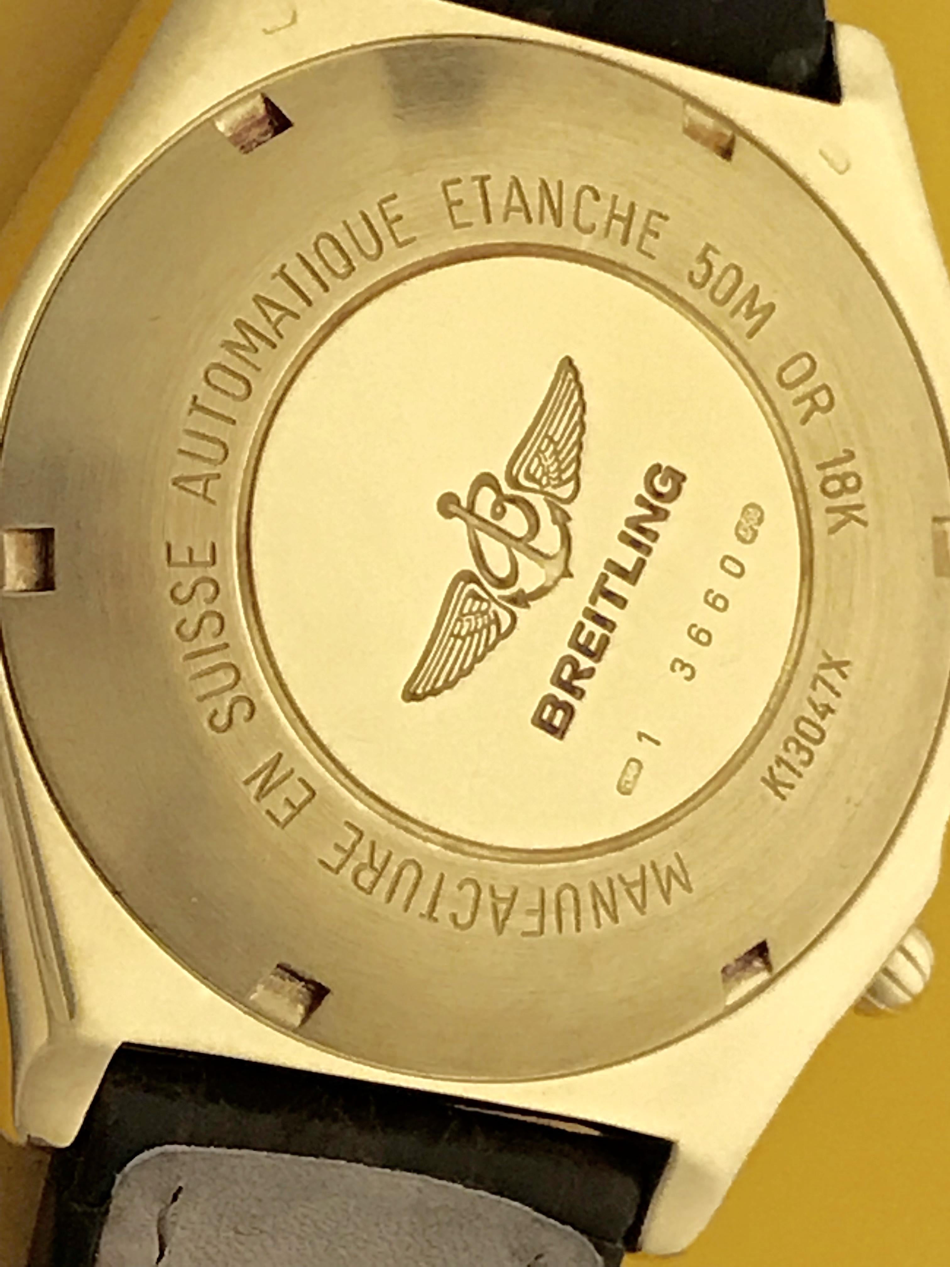Contemporary Breitling Yellow Gold Chronomat Automatic Wristwatch Ref K13047X