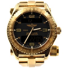 Breitling yellow gold Emergency Aviators Chronometer Quartz Wristwatch