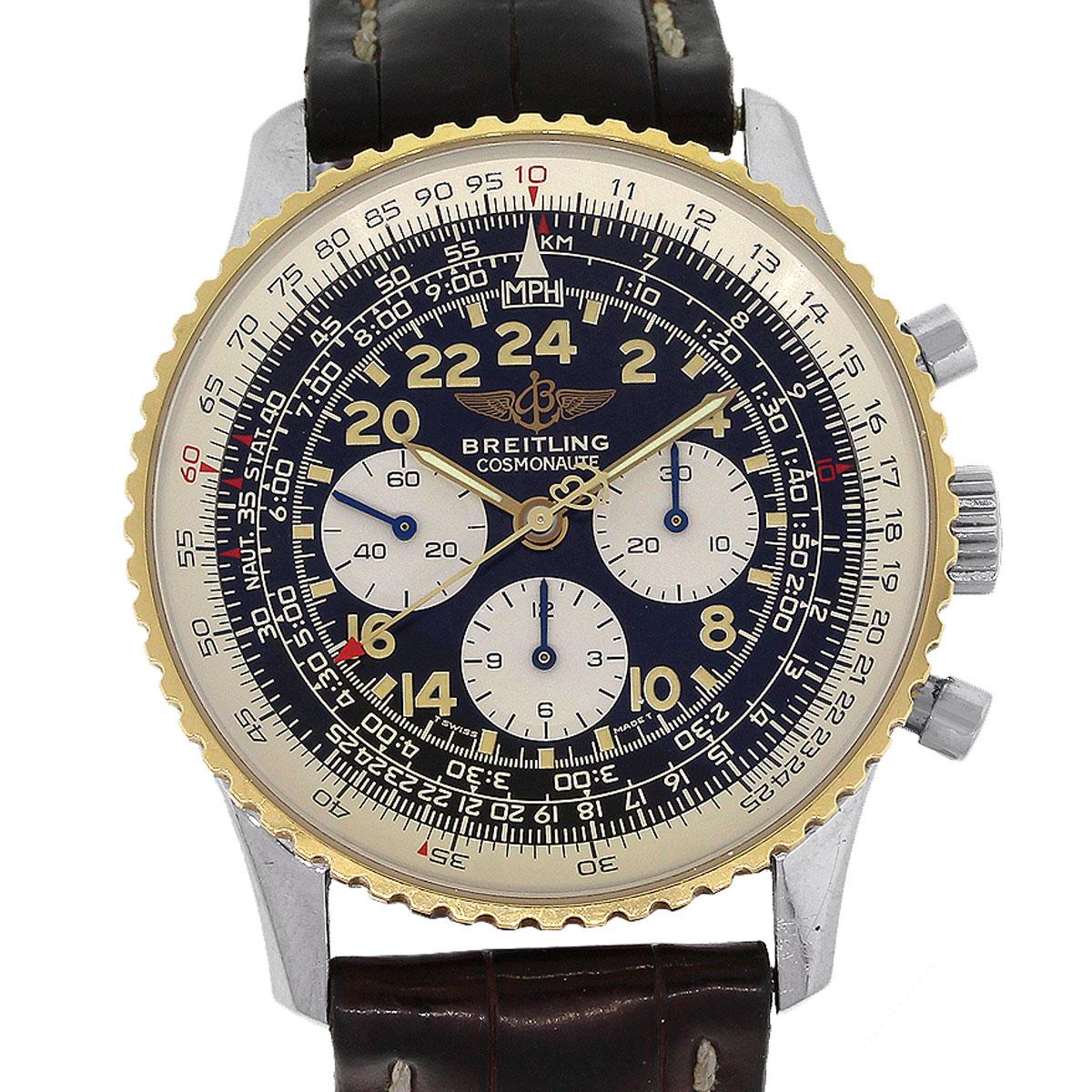 Breitling Yellow Gold Stainless Steel Cosmonaute Black Dial Chronograph Watch