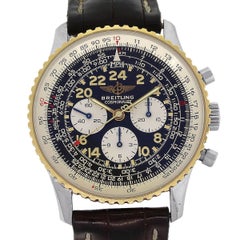 Breitling Yellow Gold Stainless Steel Cosmonaute Black Dial Chronograph Watch