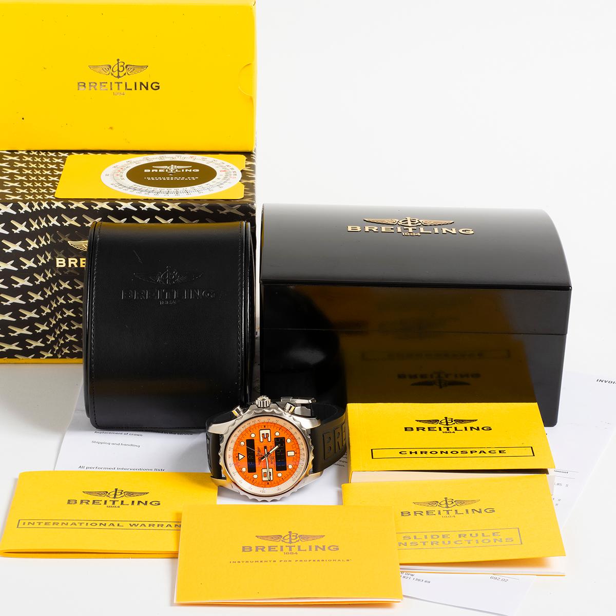 Chronospace A78365 de Breitling, Référence rare, Boîtier 48mm, Cadran orange, Set complet en vente 1