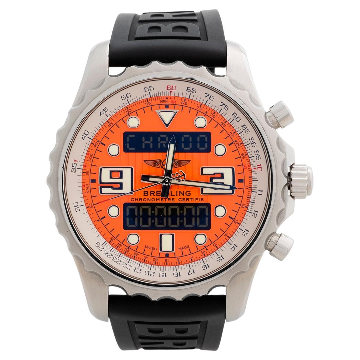 Chronospace A78365 de Breitling, Référence rare, Boîtier 48mm, Cadran orange, Set complet en vente