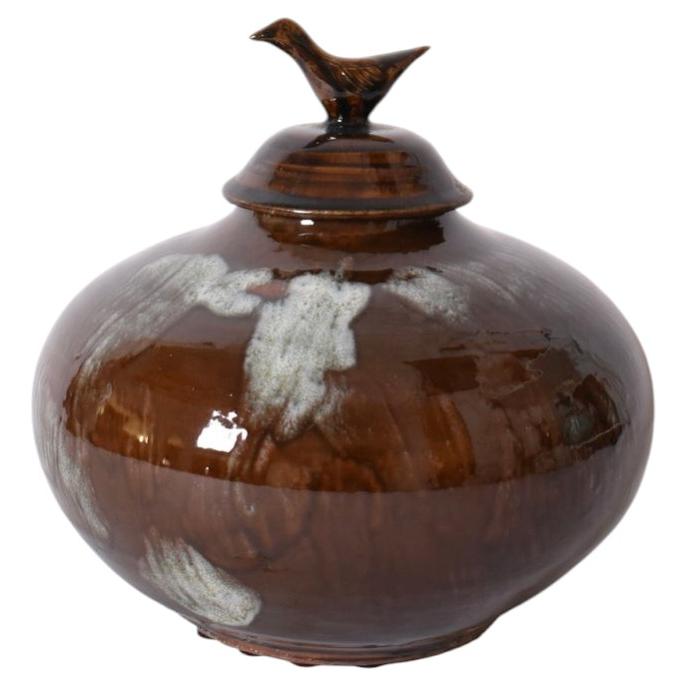 Vase recouvert de céramique marron « Brejos », édition Barracuda. en vente
