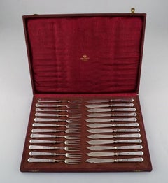 Bremer Silberwarenfabrik, Germany, Art Deco Fish Cutlery Service in Silver